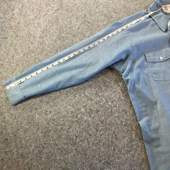 Dickies Button Down Shirt Mens Adult 17-17.5" Sleeve 34/35 Blue Long Sleeve USA - Picture 12 of 15